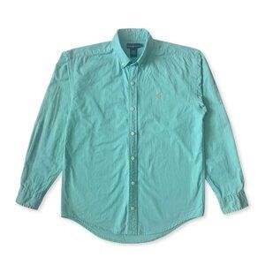 Ralph Lauren Dress Shirt Teal Polo Pony Horse Coastal Grandma Prep Academia